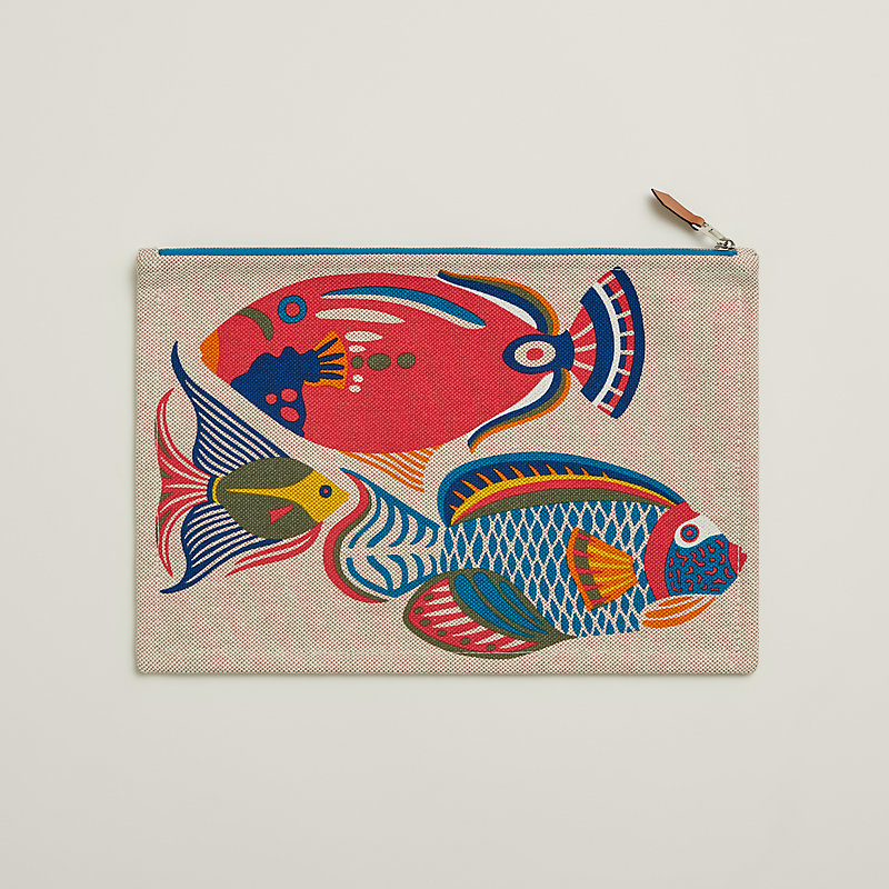 美しい魚柄HermesTraffic Jam ポーチ フラットポーチ 《トラフィック・ジャム》 プリント | Hermès